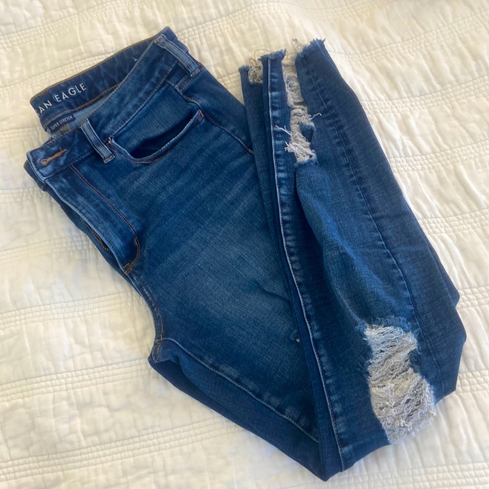 COPY - AE distressed super high-rise jegging